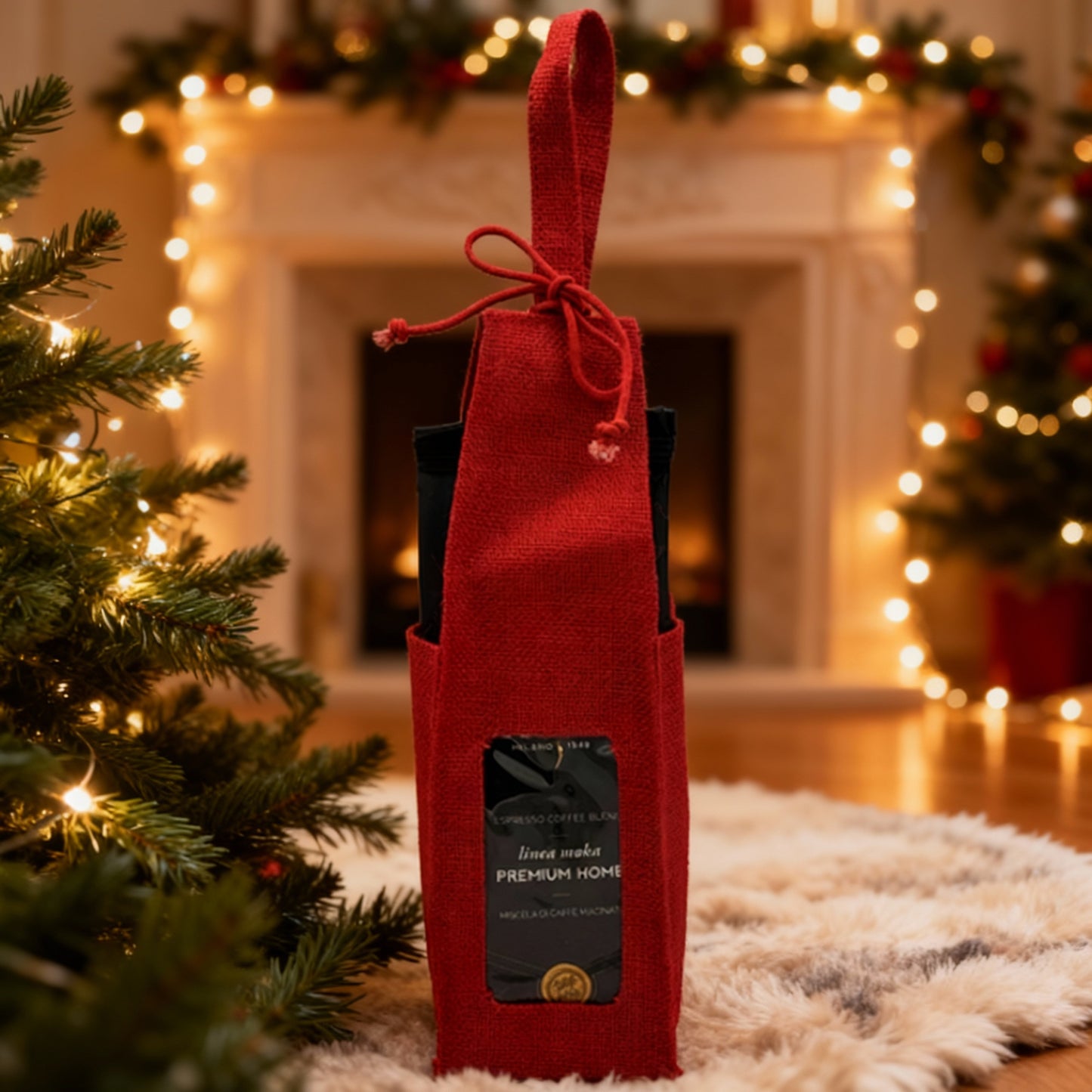 🎁 Confezione Regalo  – 500g Miscela Famiglia Moka + Borsa in Juta Rossa